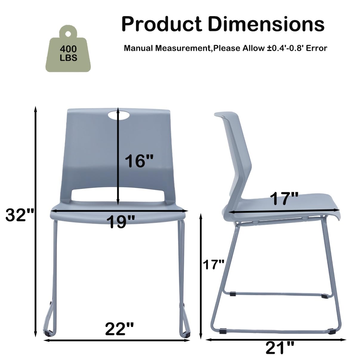 Grey Stackable Chairs Set of 8 H17399