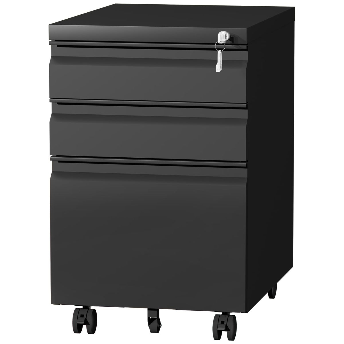 Black 3 Drawer Metal File Cabinet with Lock V836712