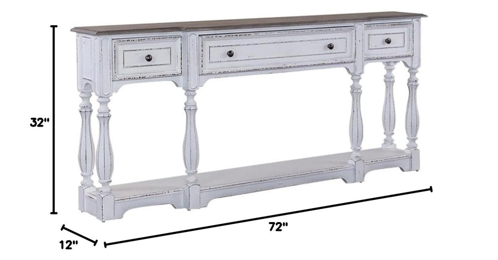 72-Inch Console Table with 3 Drawers and Bottom Shelf J969