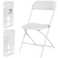 10 Pack White Plastic Folding Chairs J999