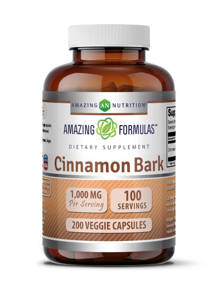 Cinnamon Bark Supplement 1000 Mg 200 Veggie Capsules X795518