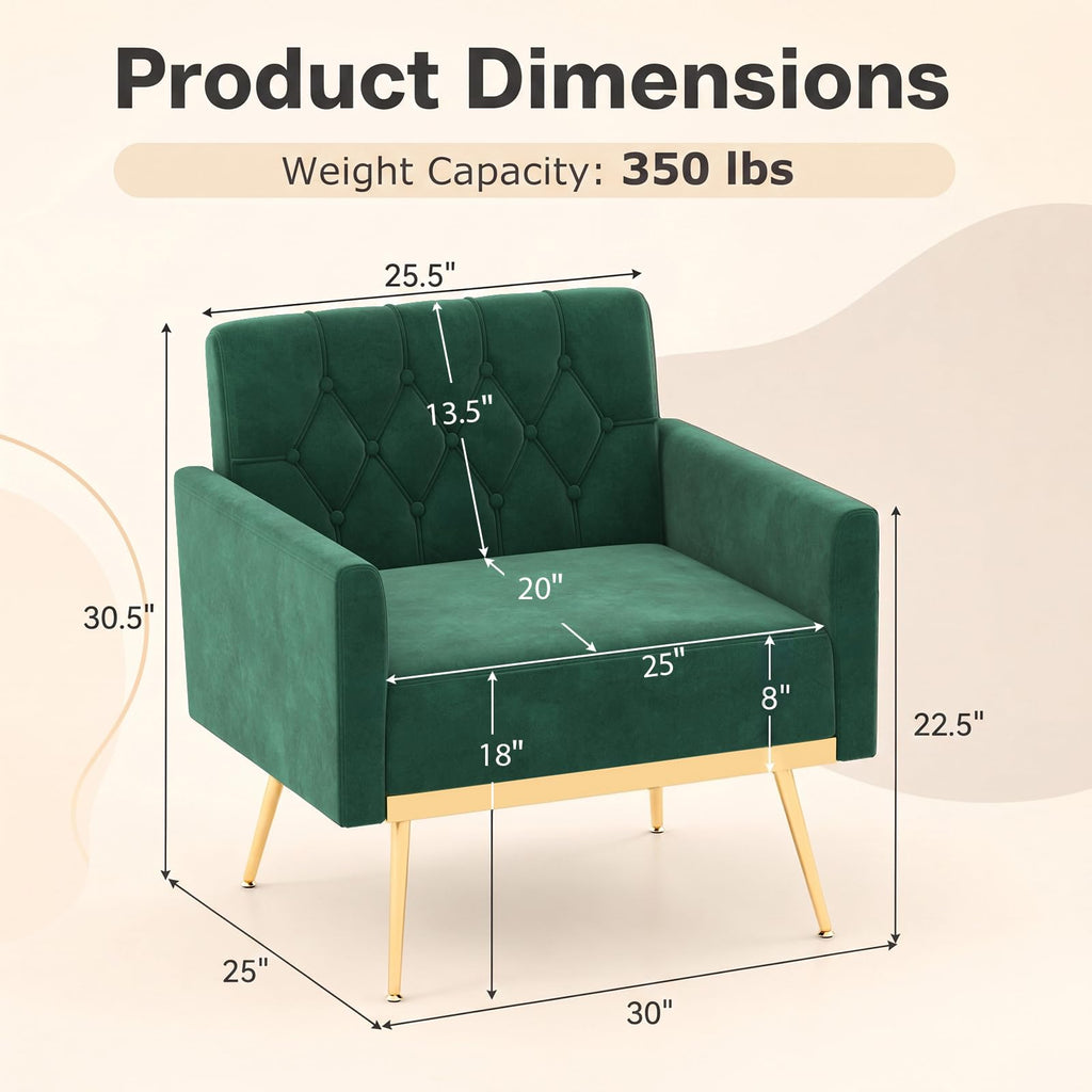 Velvet Accent Chair Set of 2 Emerald Green L58528