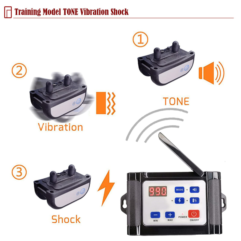 Wireless Dog Fence Training Collar with Remote, Waterproof, 2 Dogs B7970