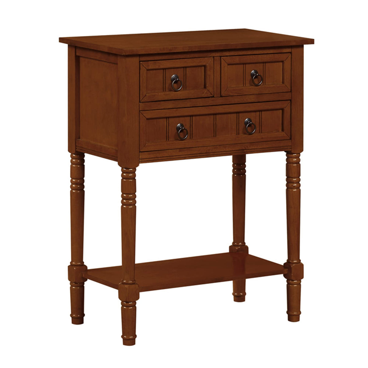 Cherry Hall Table with 3 Storage Drawers and Shelf Y589