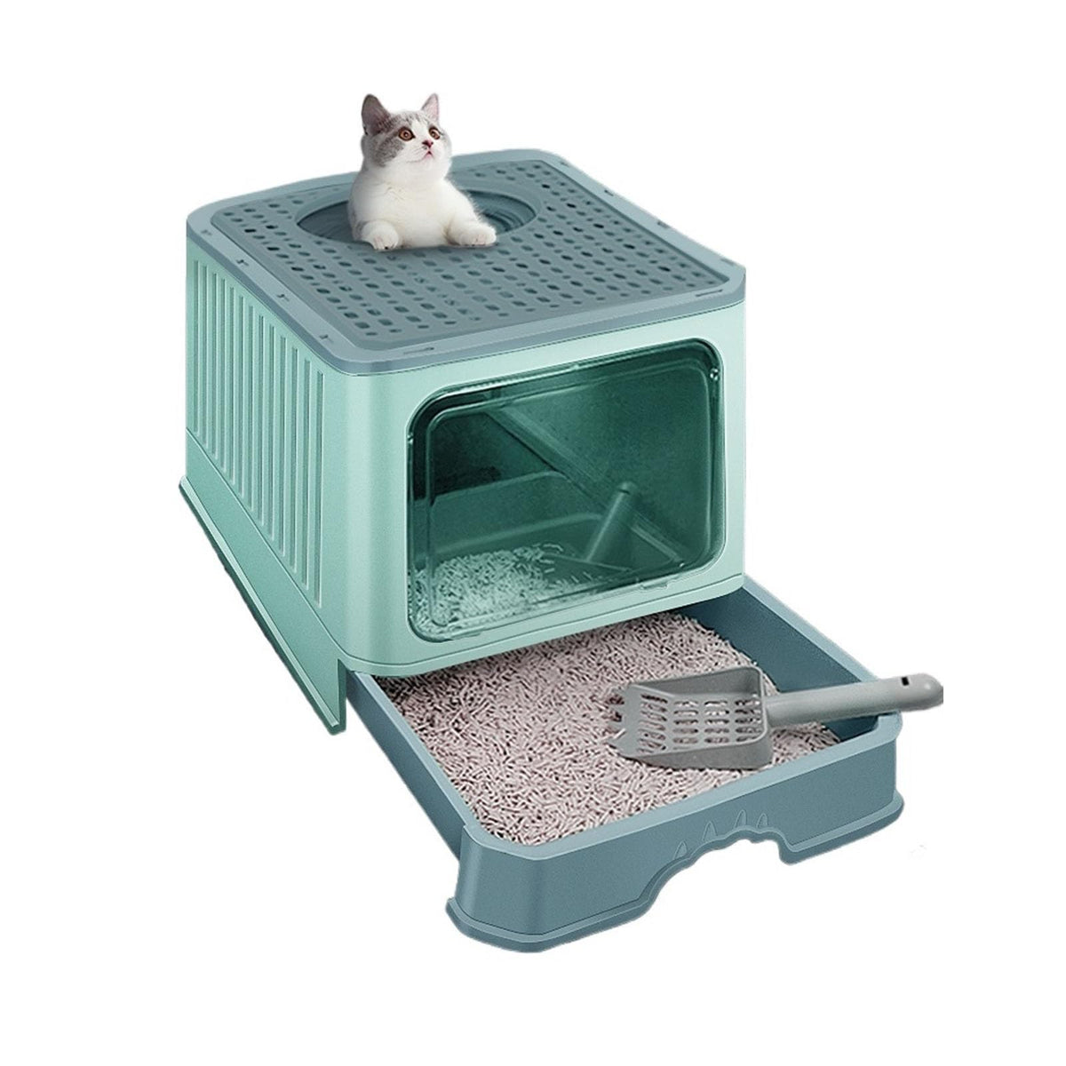 Foldable Enclosed Cat Litter Box with Lid U461