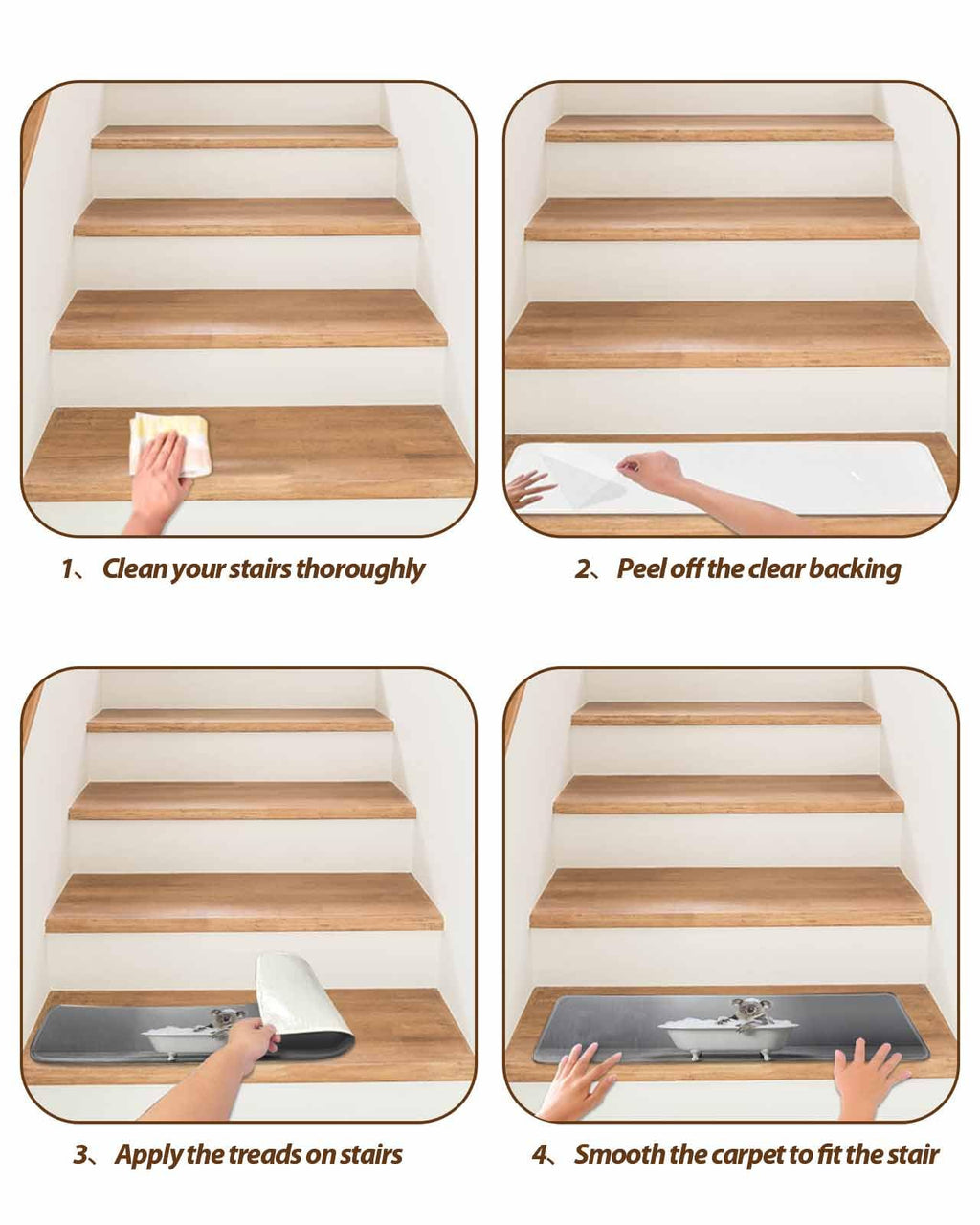 Non Slip Stair Treads Set of 10 30"x8" L57908