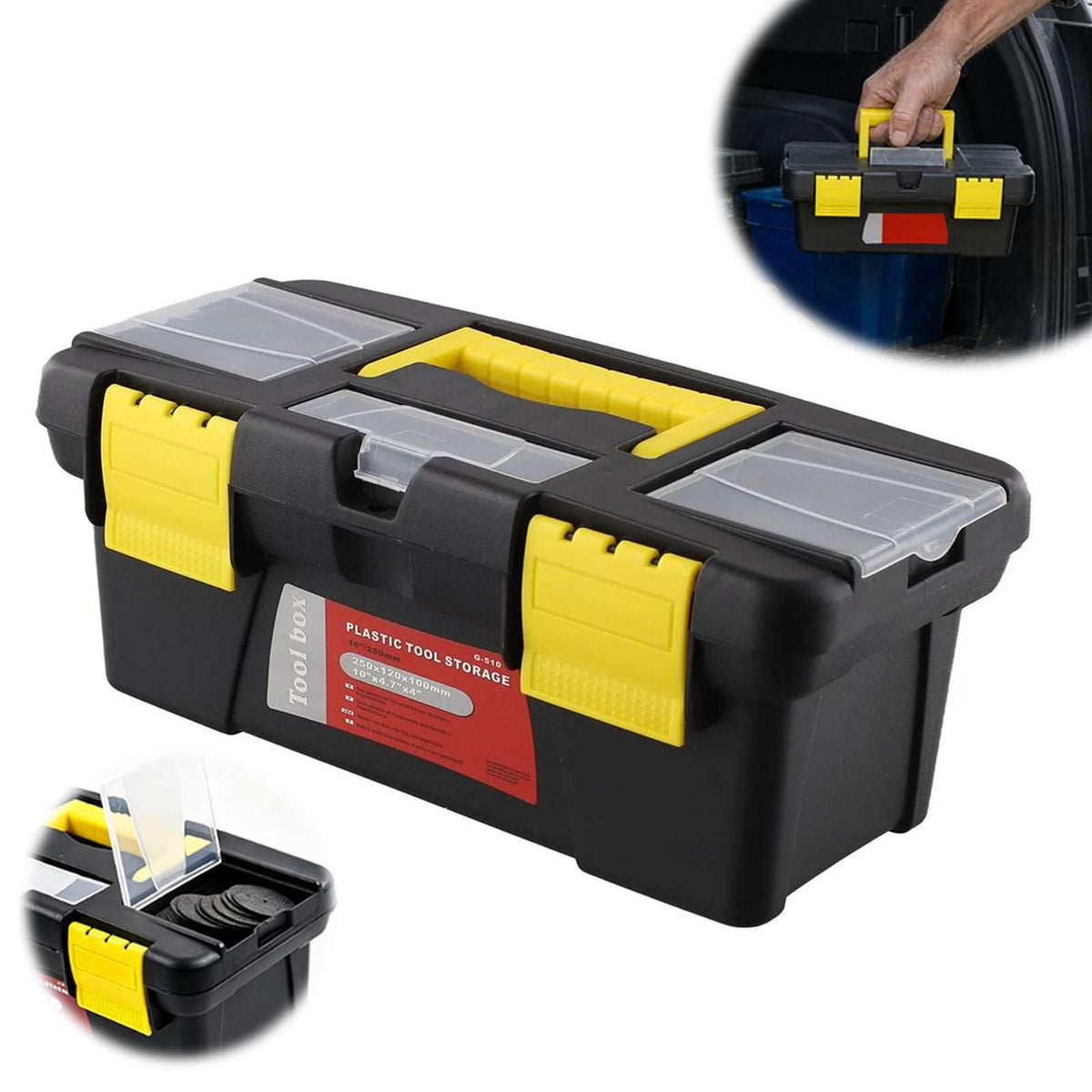 10-Inch Two-Layer Plastic Toolbox with Reinforced Handle C78194