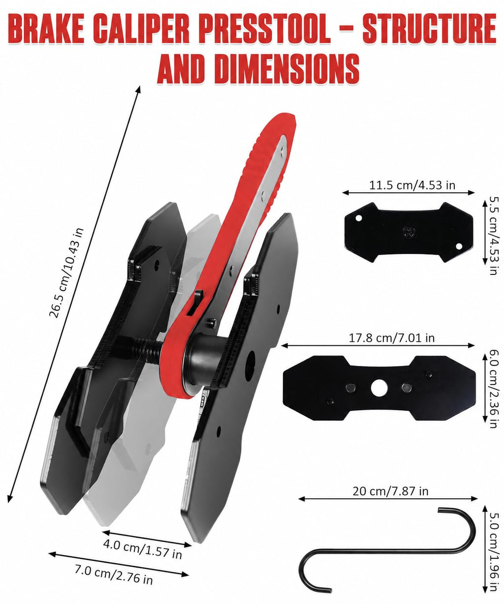 Brake Caliper Compression Tool with 2 Steel Plates and 2 Hooks T28620