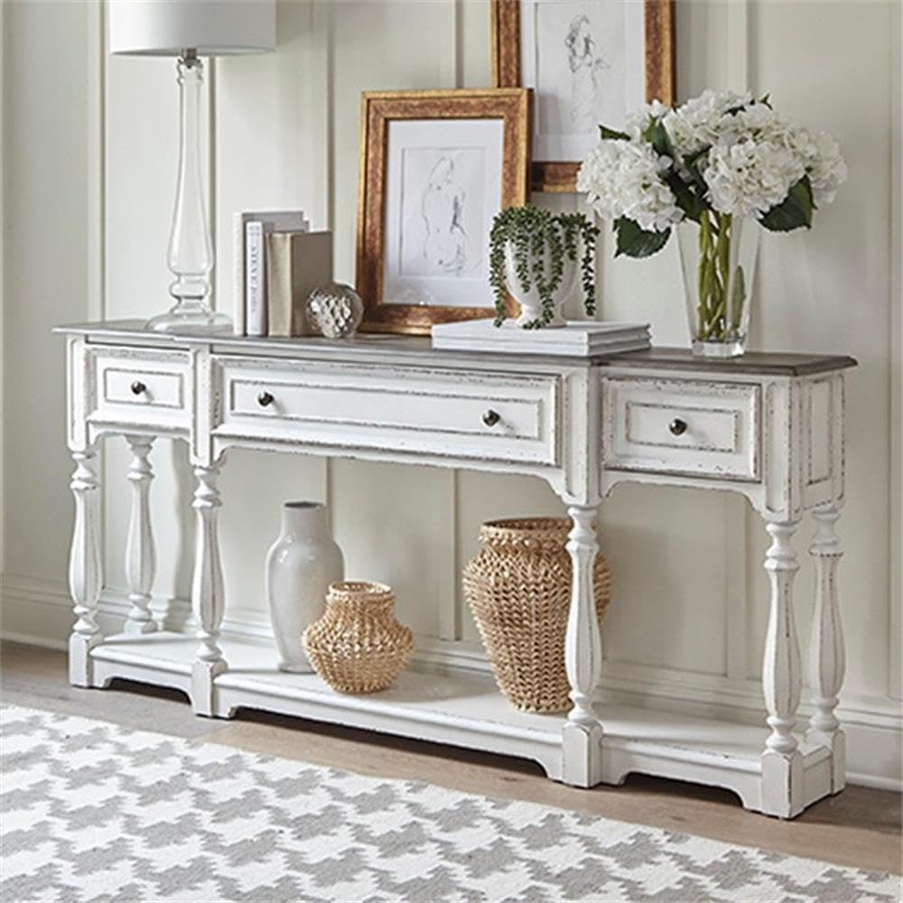 72-Inch Console Table with 3 Drawers and Bottom Shelf J969