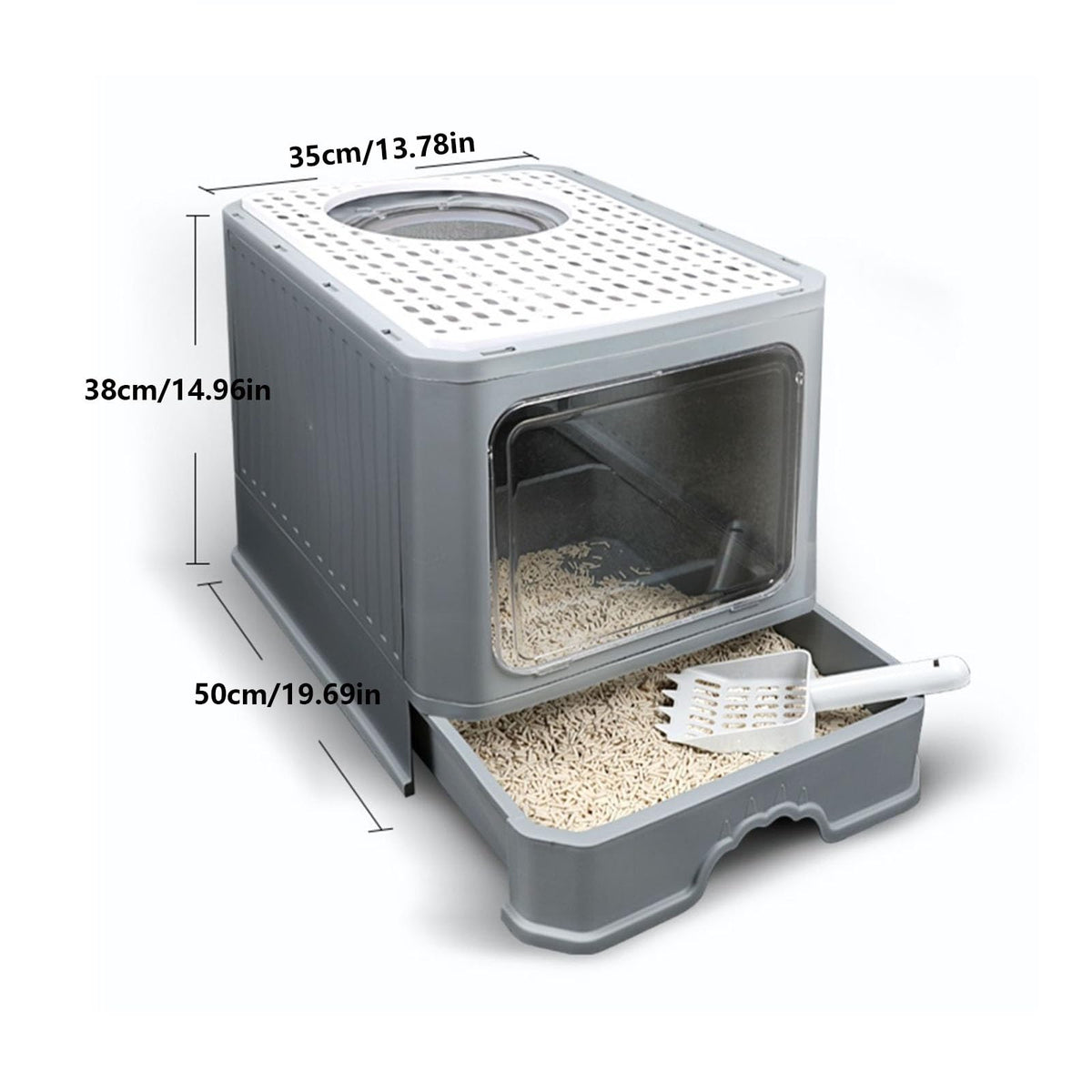 Foldable Enclosed Cat Litter Box with Lid U461