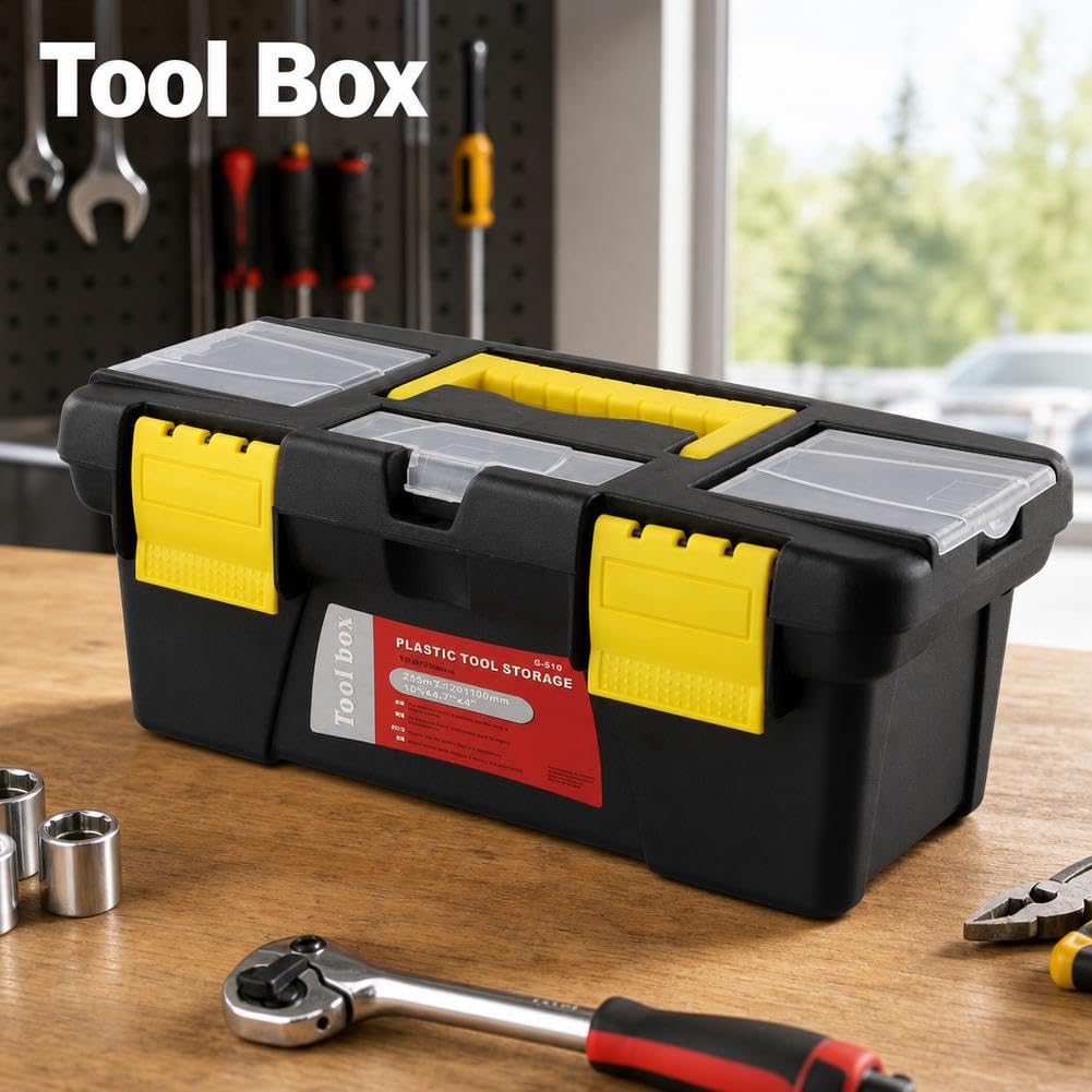 10-Inch Two-Layer Plastic Toolbox with Reinforced Handle C78194