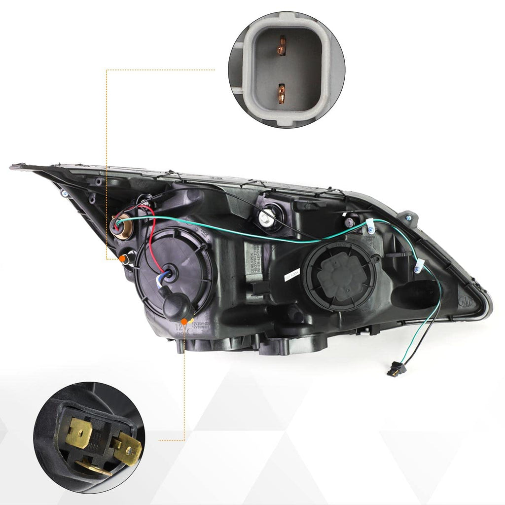 Projector Headlights Assembly with Chrome Housing Amber Corner R164