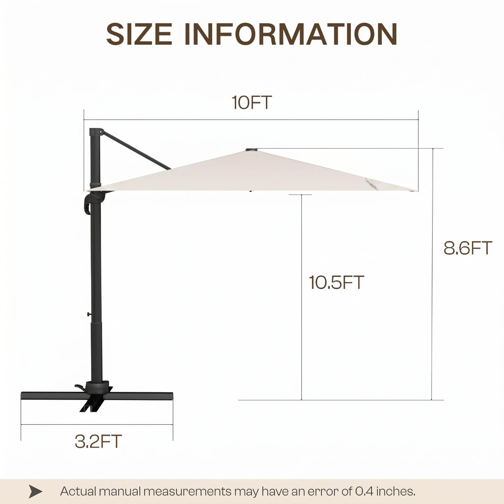 11ft Offset Cantilever Patio Umbrella with Solar Lights W878