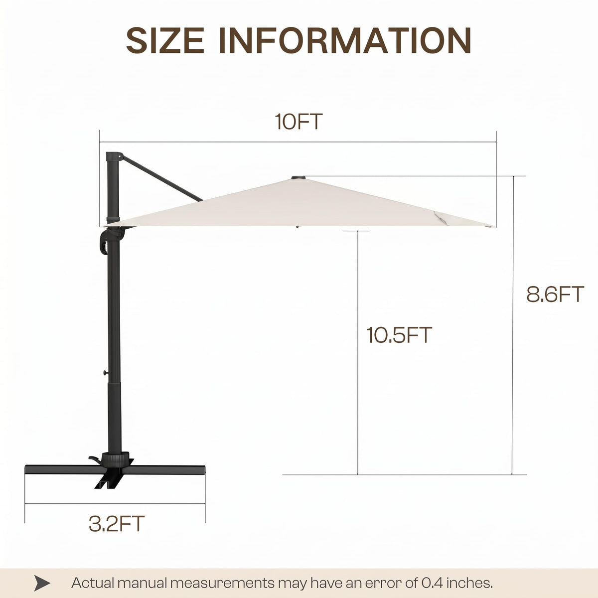 11ft Offset Cantilever Patio Umbrella with Solar Lights W878