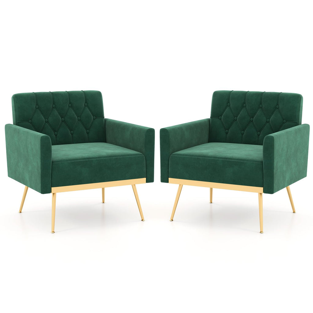 Velvet Accent Chair Set of 2 Emerald Green L58528
