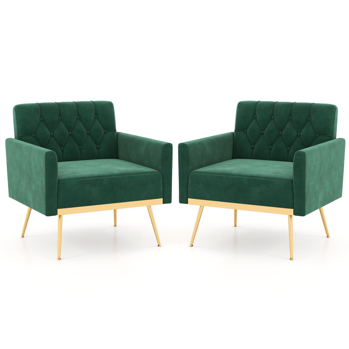 Velvet Accent Chair Set of 2 Emerald Green L58528