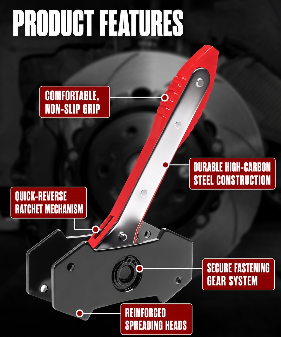 Brake Caliper Compression Tool with 2 Steel Plates and 2 Hooks T28620