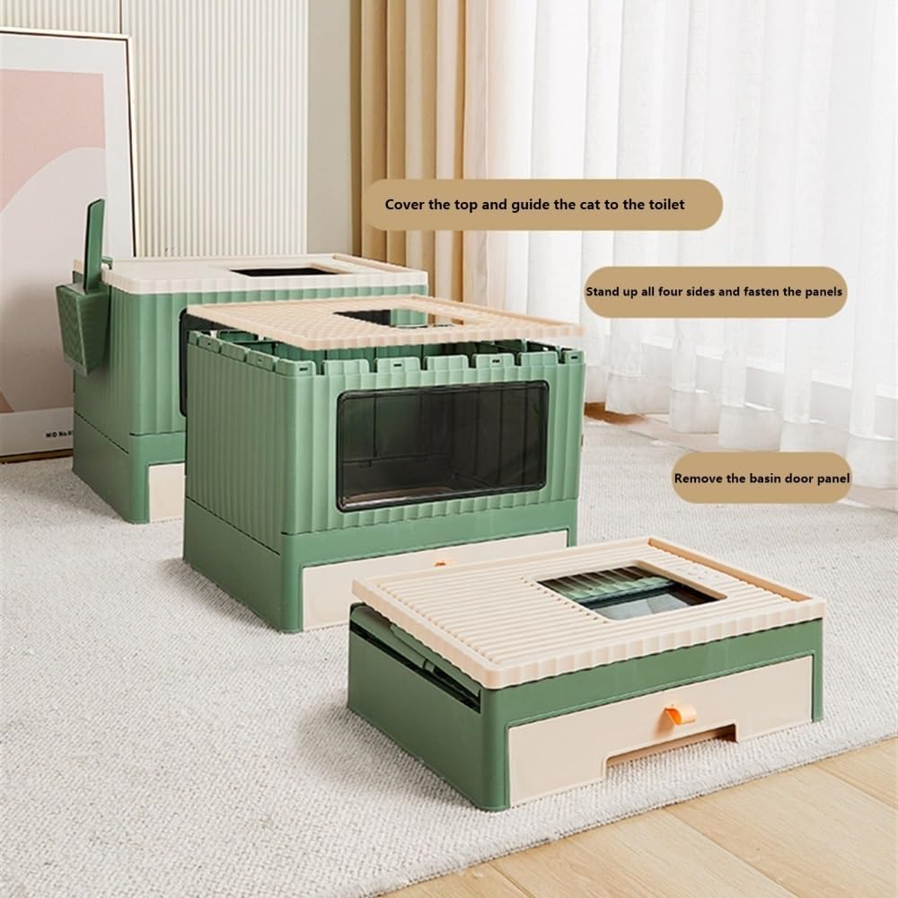 Foldable Top Entry Cat Litter Box with Lid Z6856