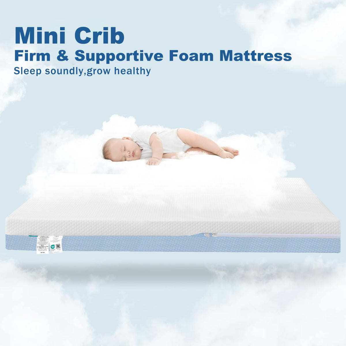 Mini Crib Mattress Dual-Sided Foam with Washable Cover X99671