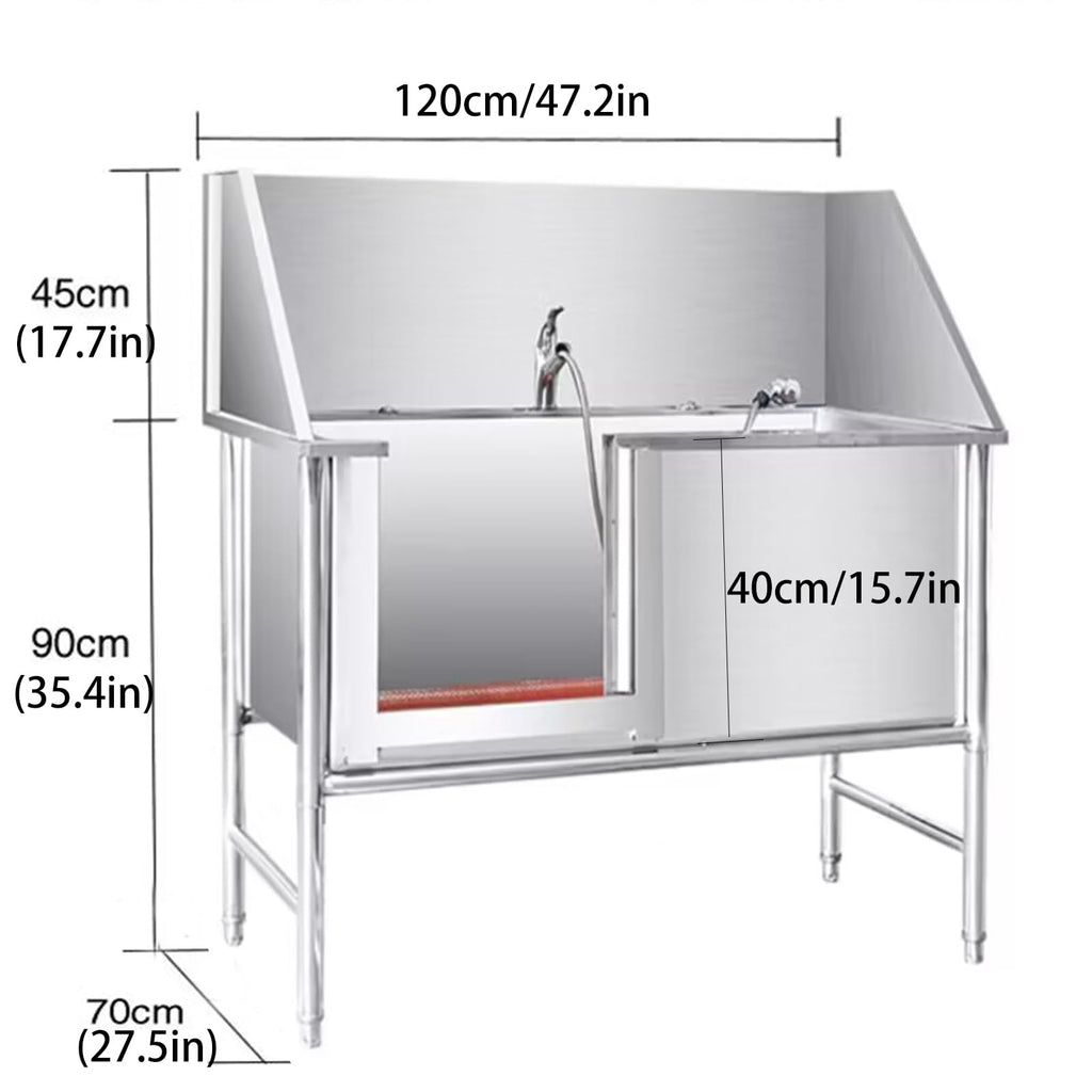 Stainless Steel Dog Grooming Bathtub with Stairs M9216