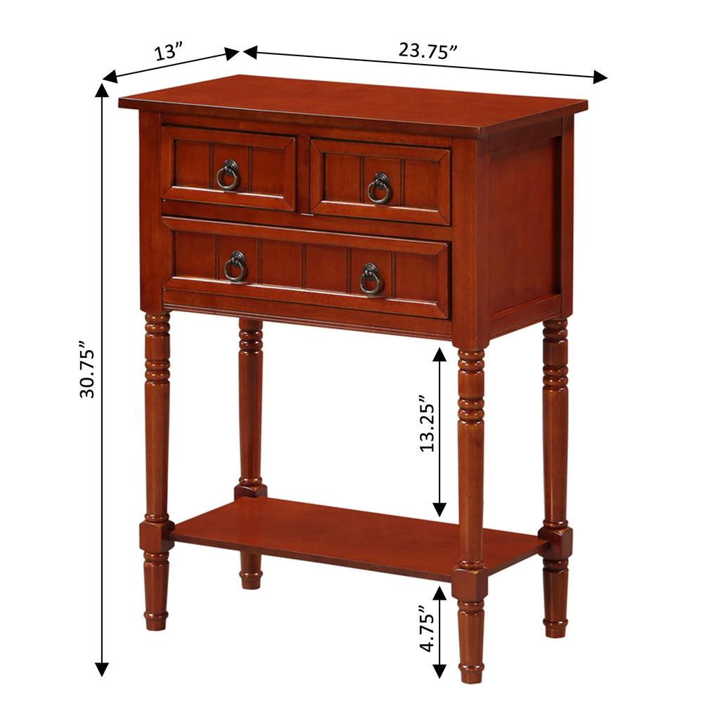 Cherry Hall Table with 3 Storage Drawers and Shelf Y589