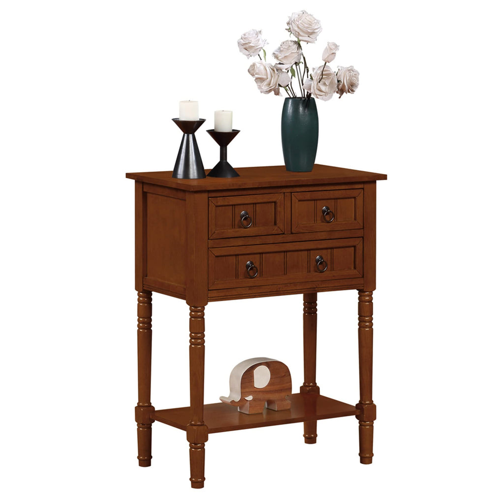 Cherry Hall Table with 3 Storage Drawers and Shelf Y589