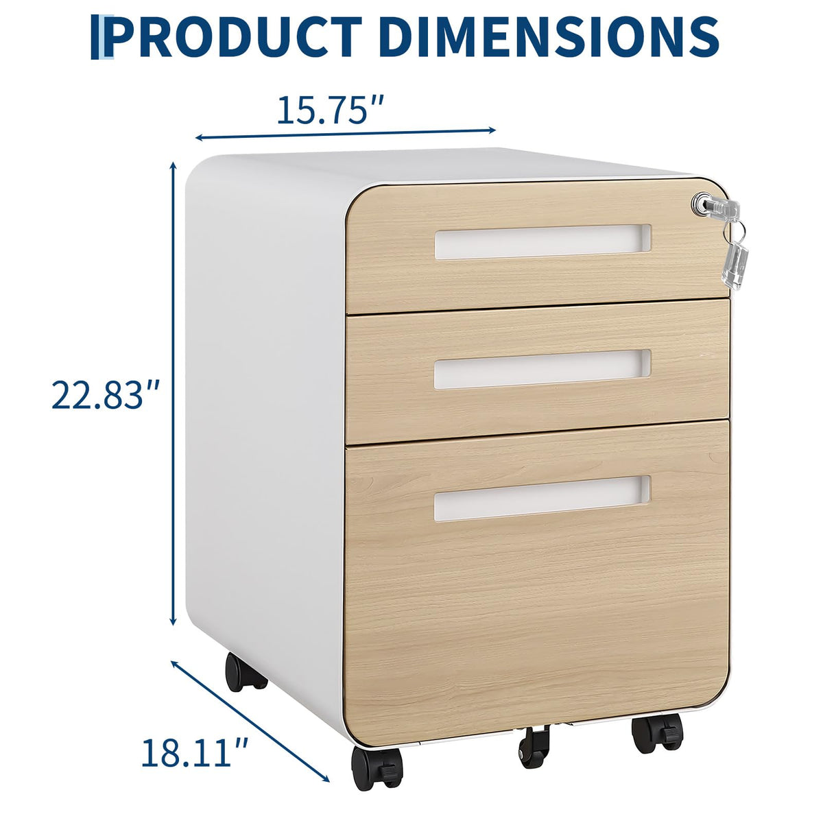 3 Drawer Mobile Metal File Cabinet with Lock O242