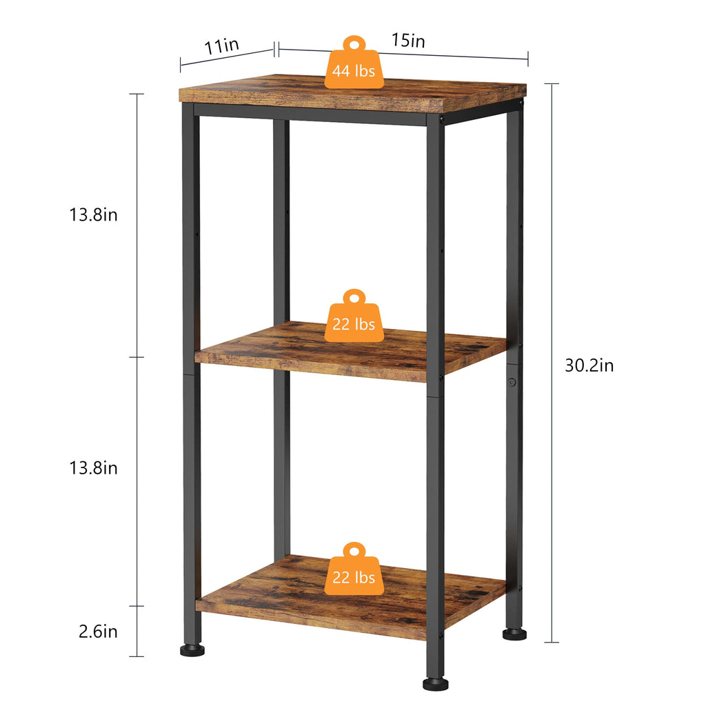 3-Tier Side Table with Adjustable Shelf T1662