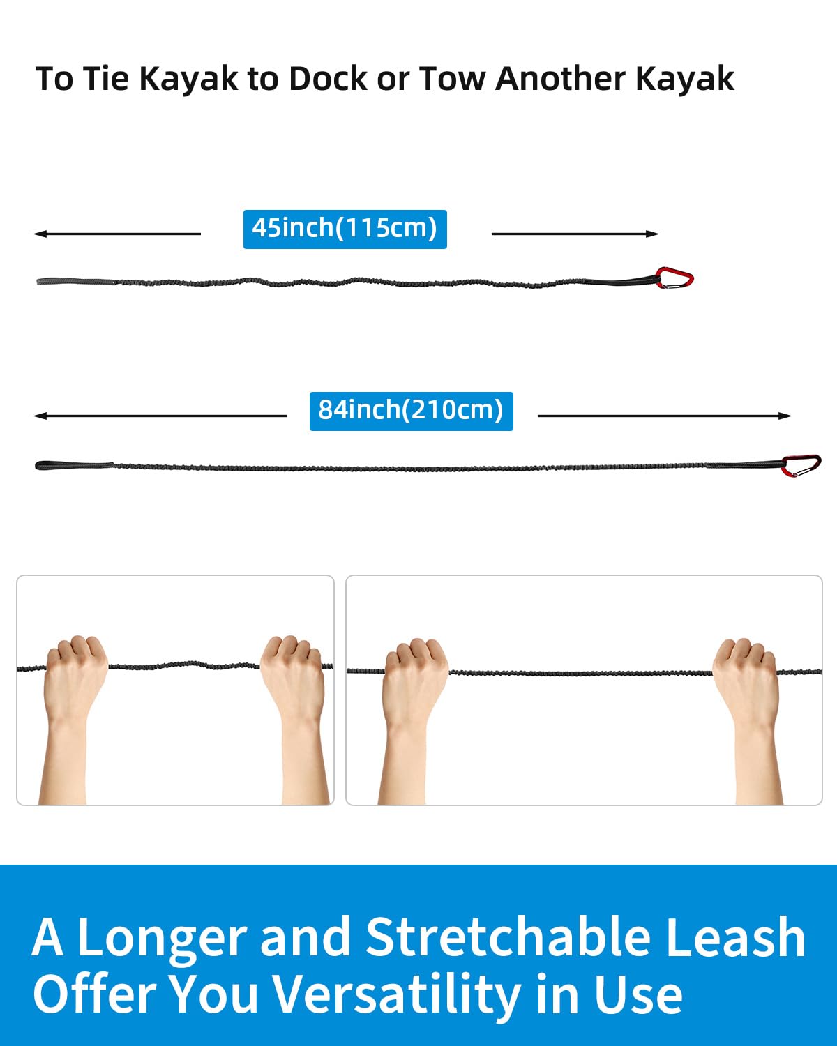 Stretchable Kayak Paddle Leash 4-7ft F241525