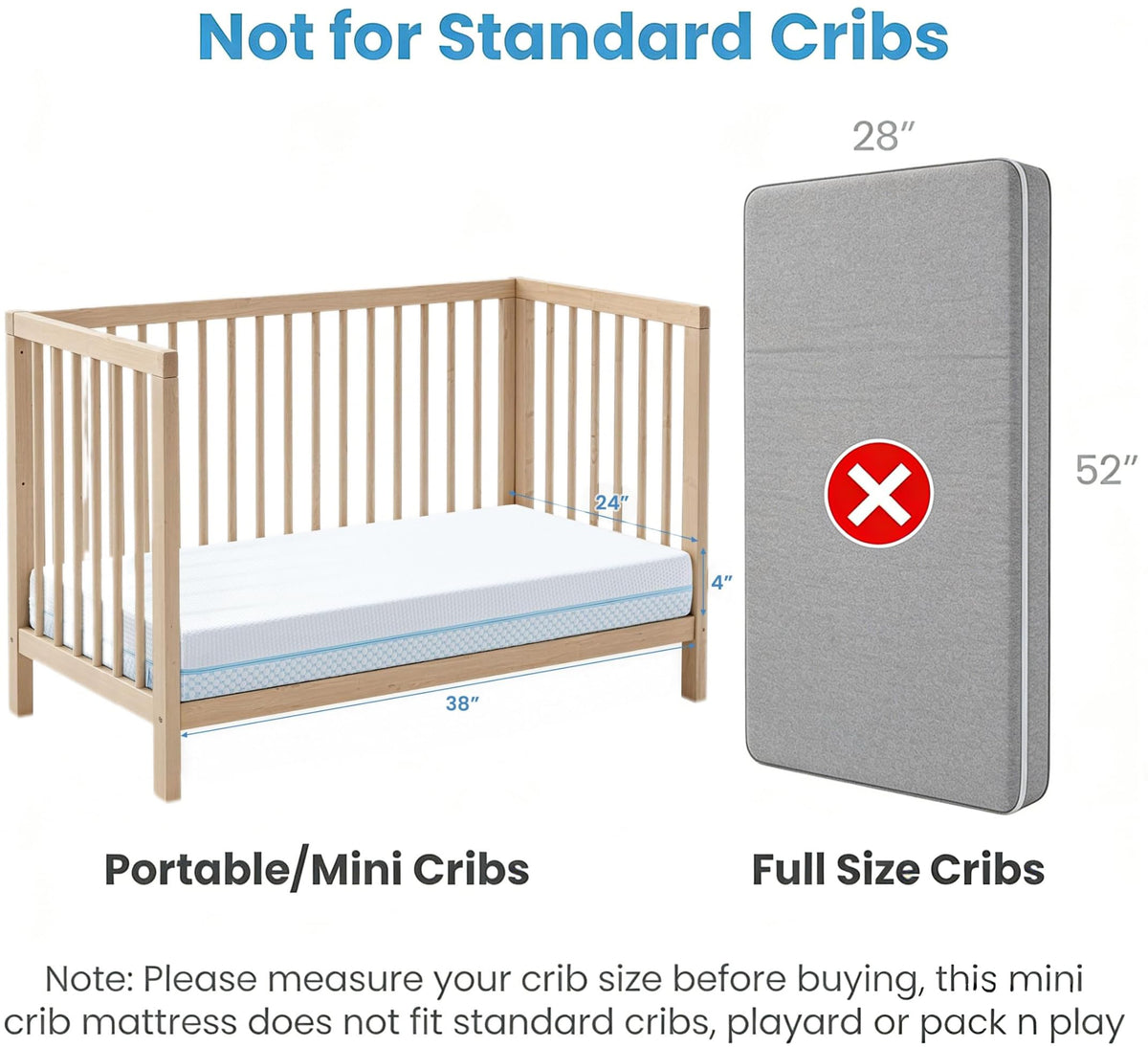 38x24x4 Cooling Gel Memory Foam Mini Crib Mattress J6858