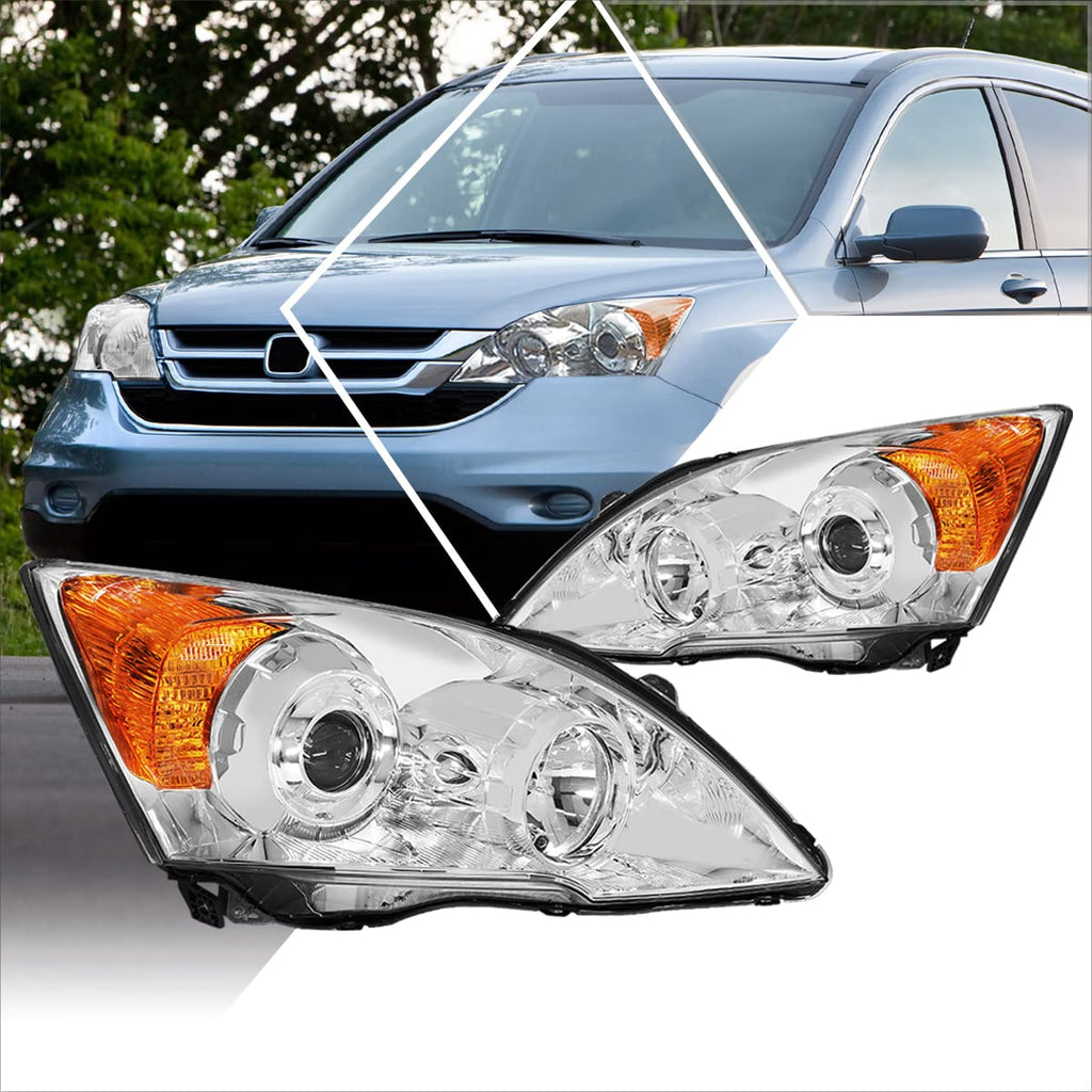 Projector Headlights Assembly with Chrome Housing Amber Corner R164