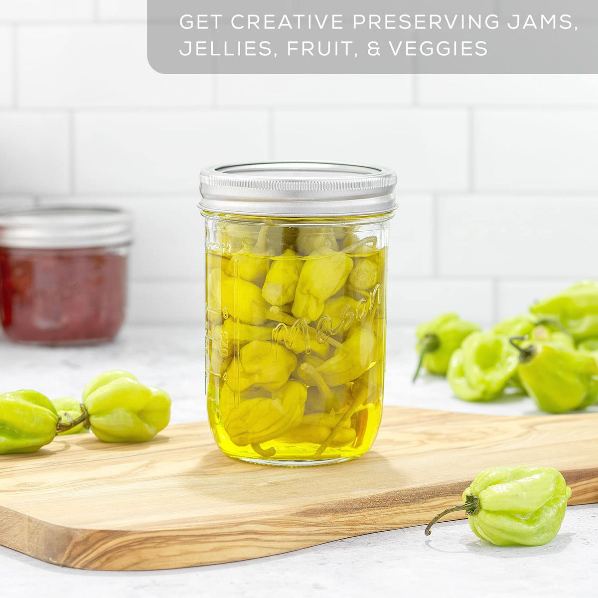16 Oz 6-Pack Wide Mouth Glass Mason Jars with Lids C7301