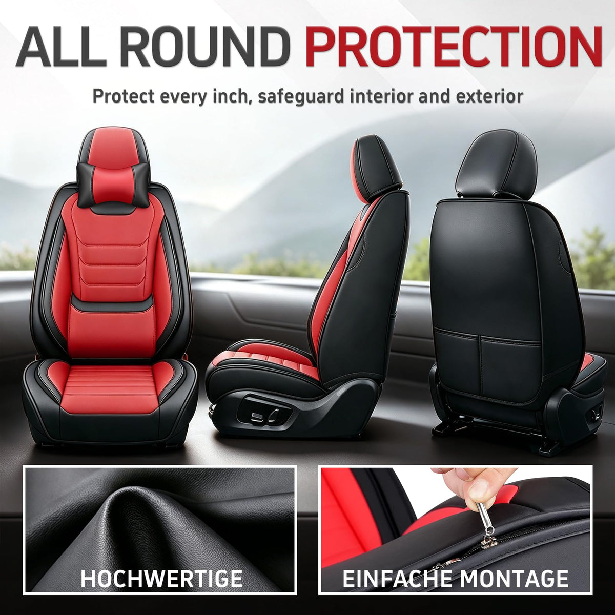 Black Red Seat Covers Full Set C226