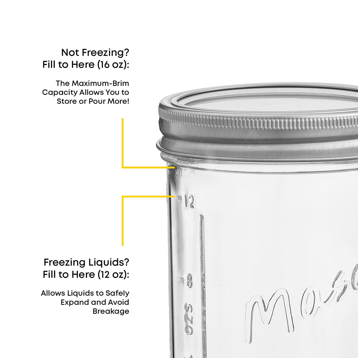 16 Oz 6-Pack Wide Mouth Glass Mason Jars with Lids C7301