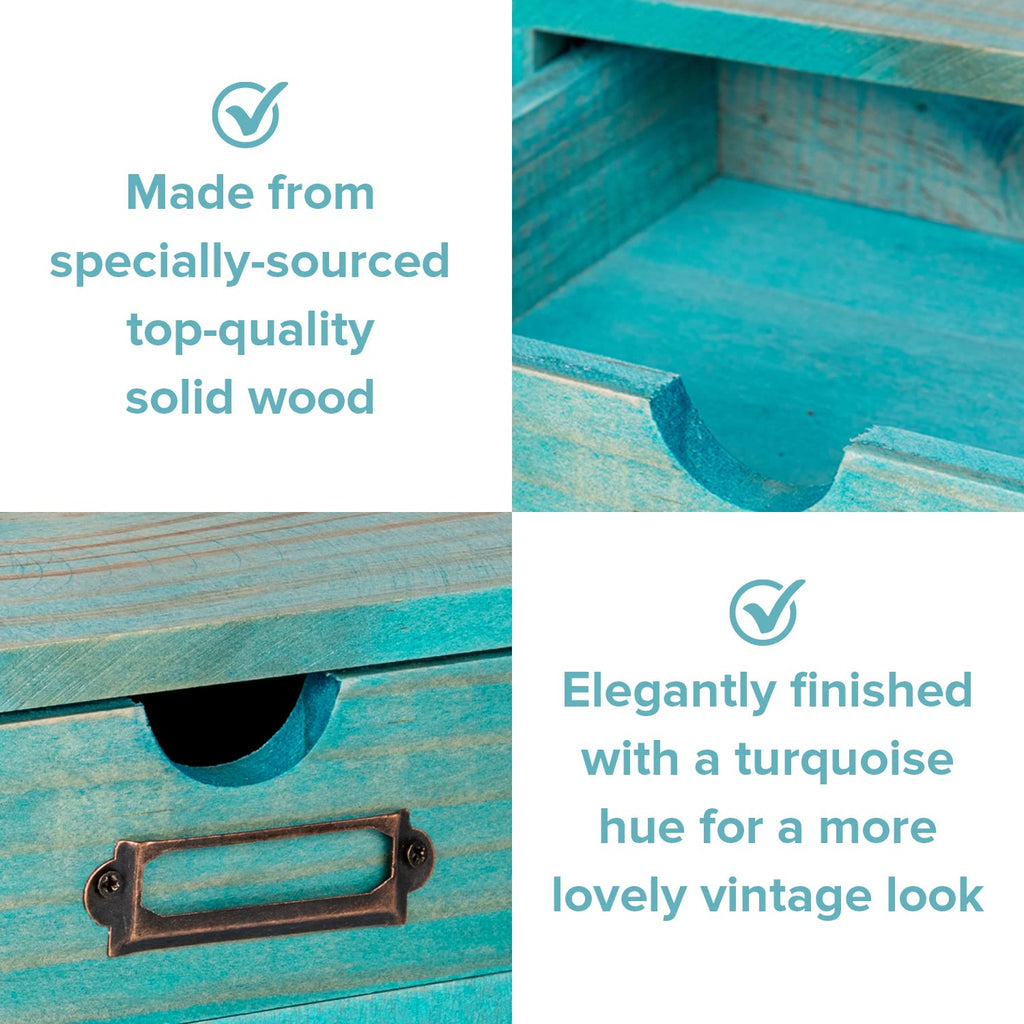 Turquoise Single Drawer Wooden Organizer S11752