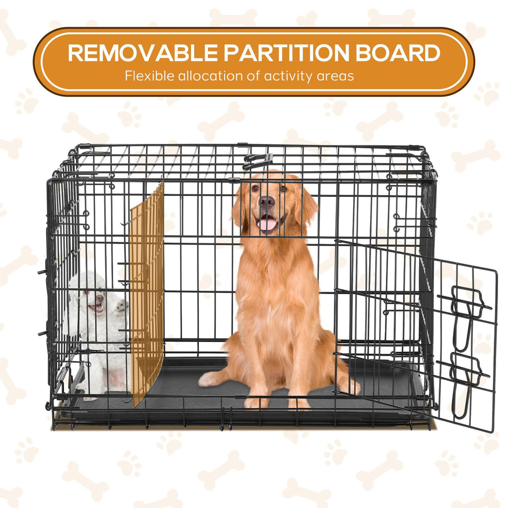 48 Inch Extra Large Folding Dog Crate with Divider Panel D909317