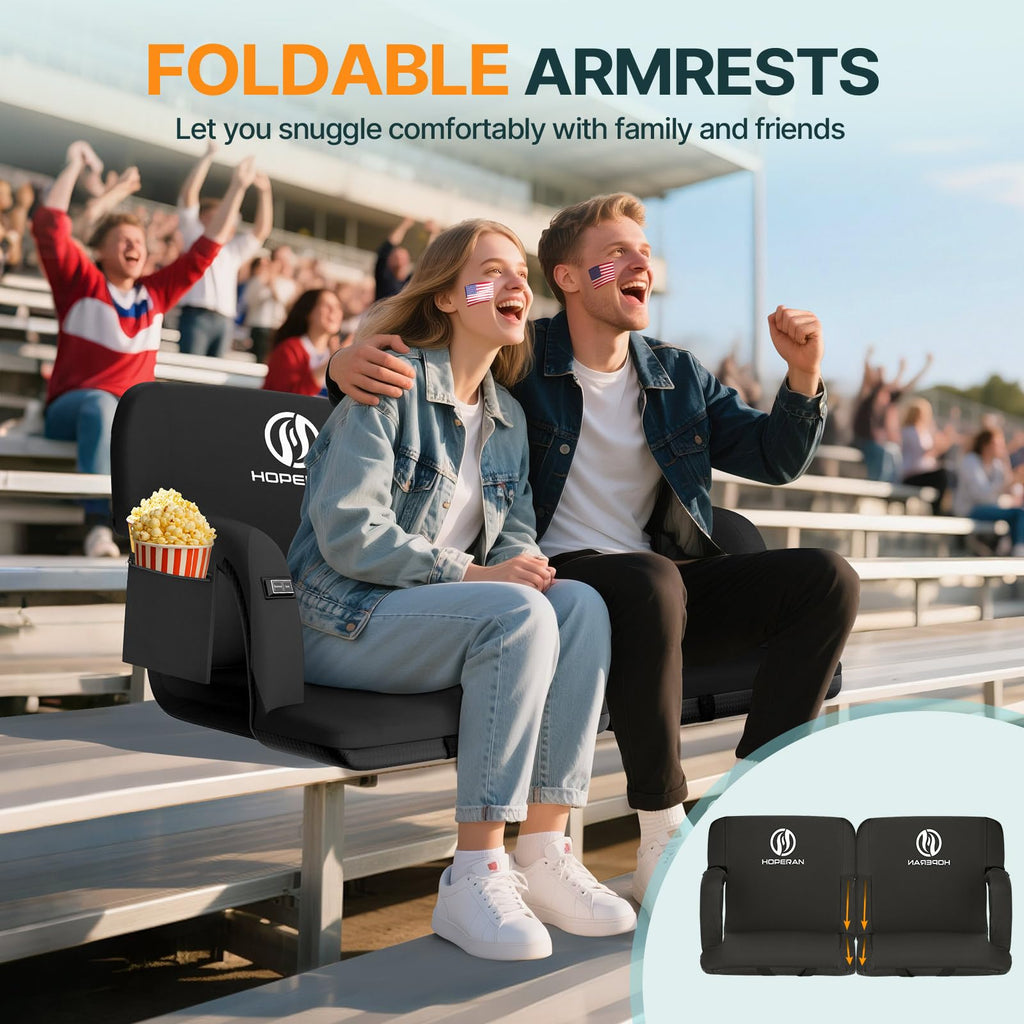 Black Heated Stadium Seats for Bleachers, 2 PCS P50348