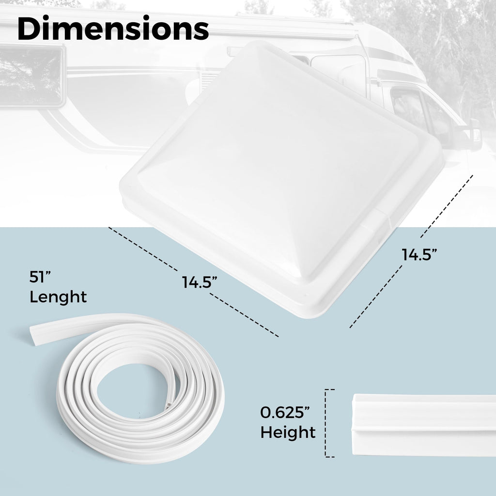 14" RV Roof Vent Cover with Rubber Seal Strip J527
