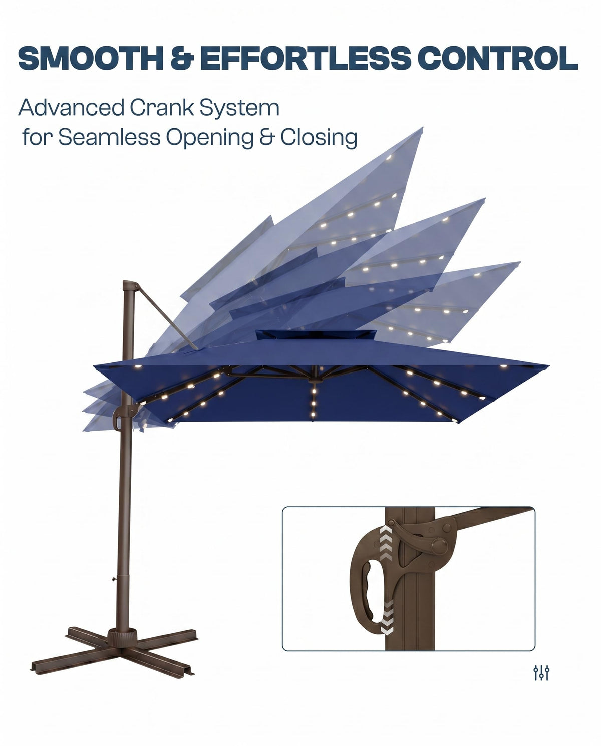 11x11 FT Double-Top Cantilever Patio Umbrella with Lights Z881