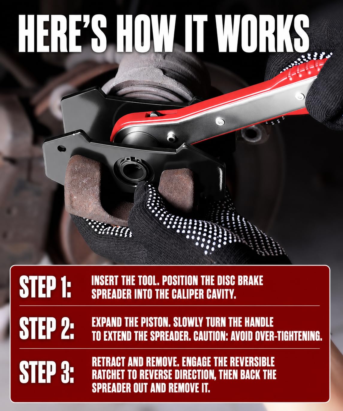 Brake Caliper Compression Tool with 2 Steel Plates and 2 Hooks T28620