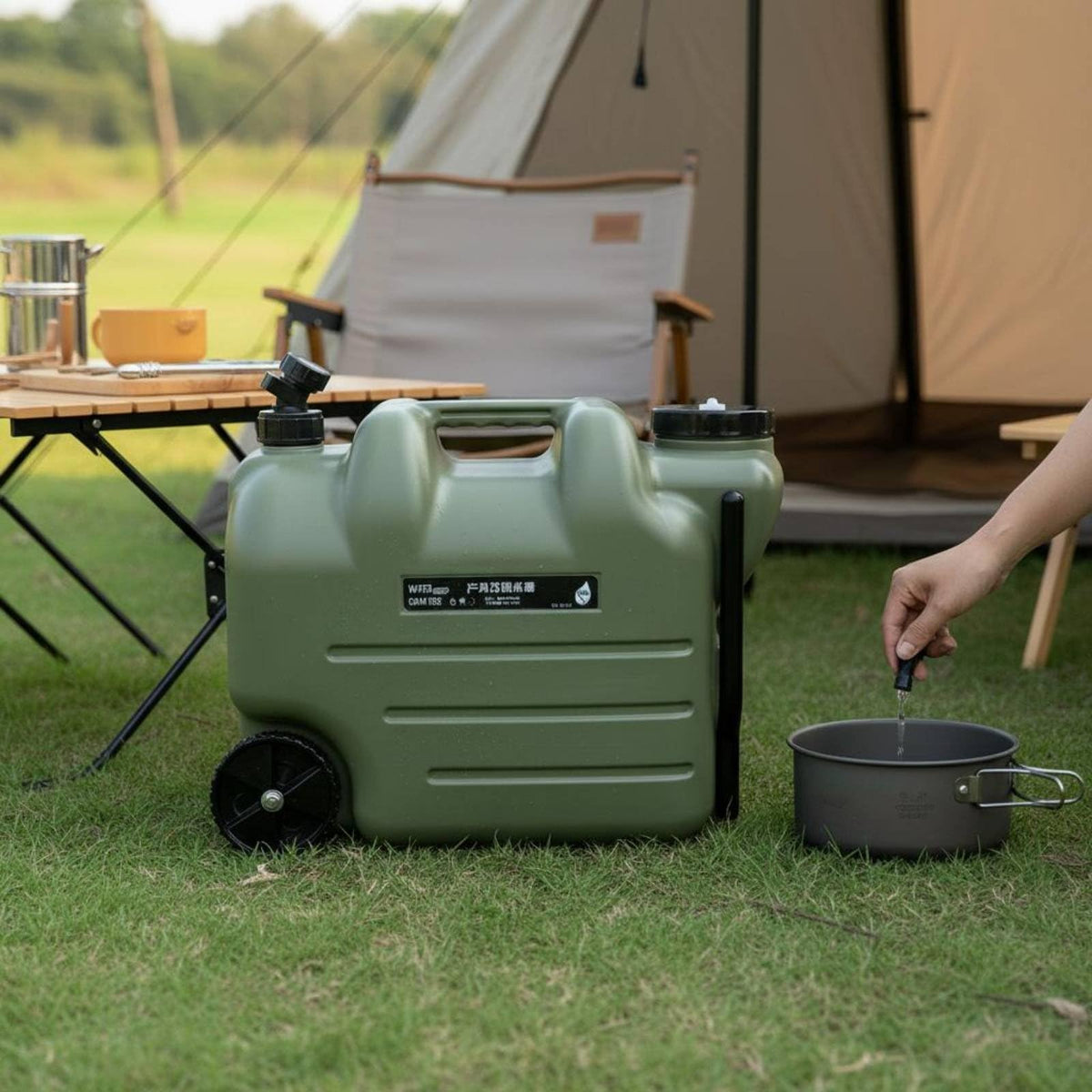 Portable Water Jug with Wheels and Built-In Tap E327279