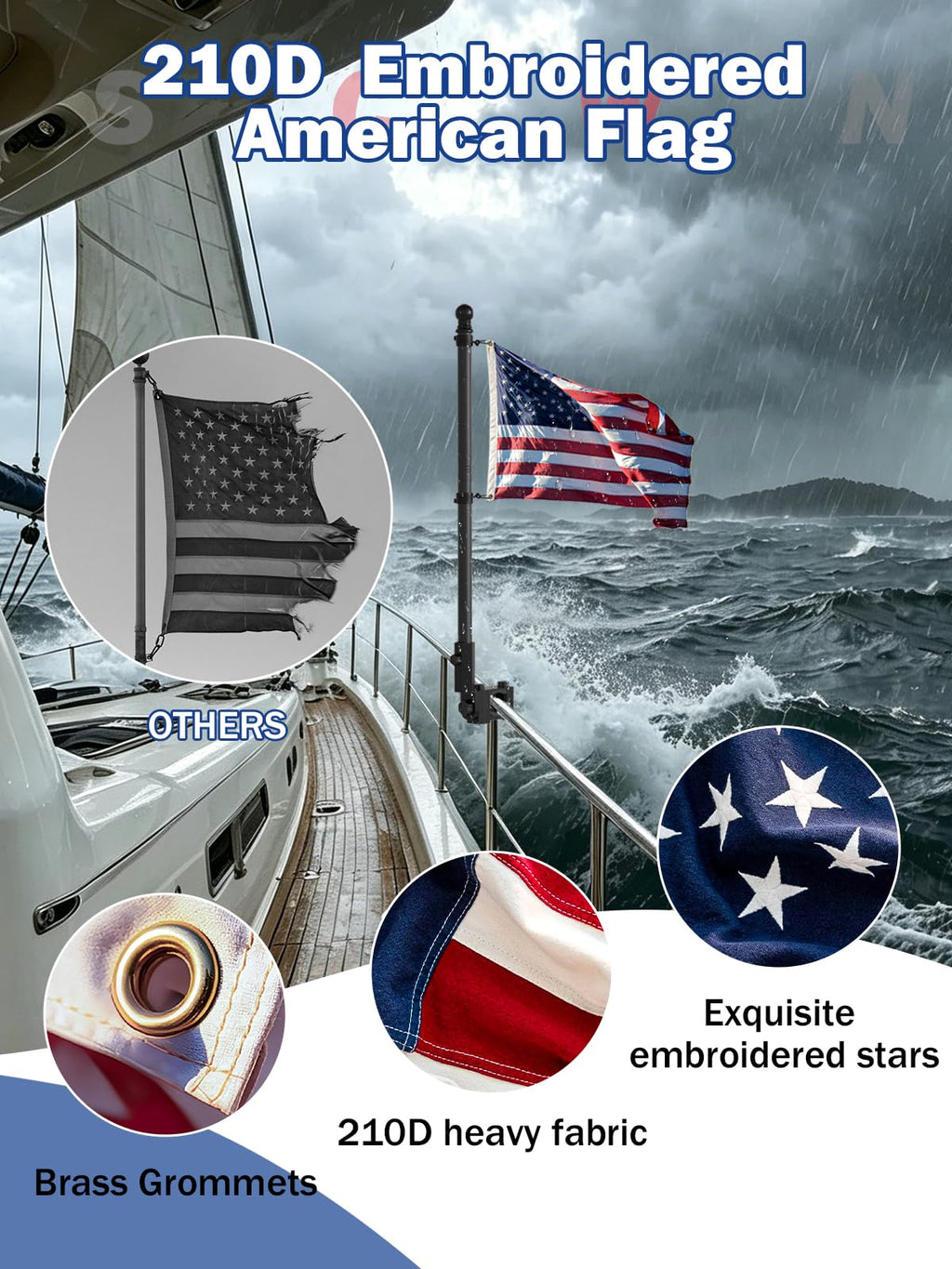 2.5FT Stainless Steel Boat Flag Pole Kit S71207