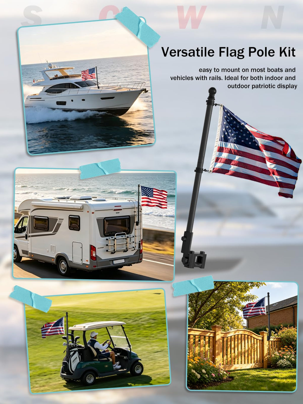 2.5FT Stainless Steel Boat Flag Pole Kit S71207