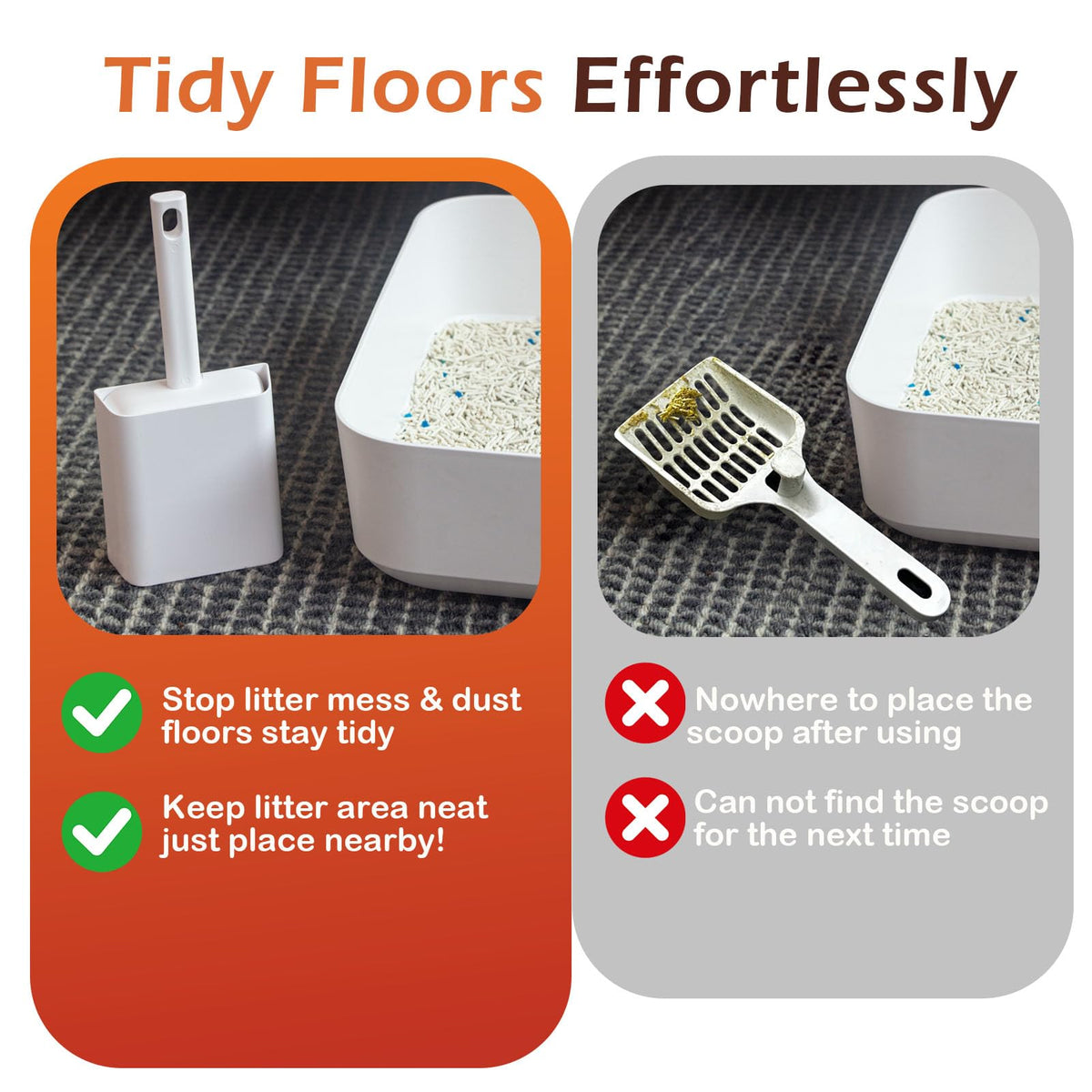 2 in 1 Cat Litter Scoop with Holder Stand X587516