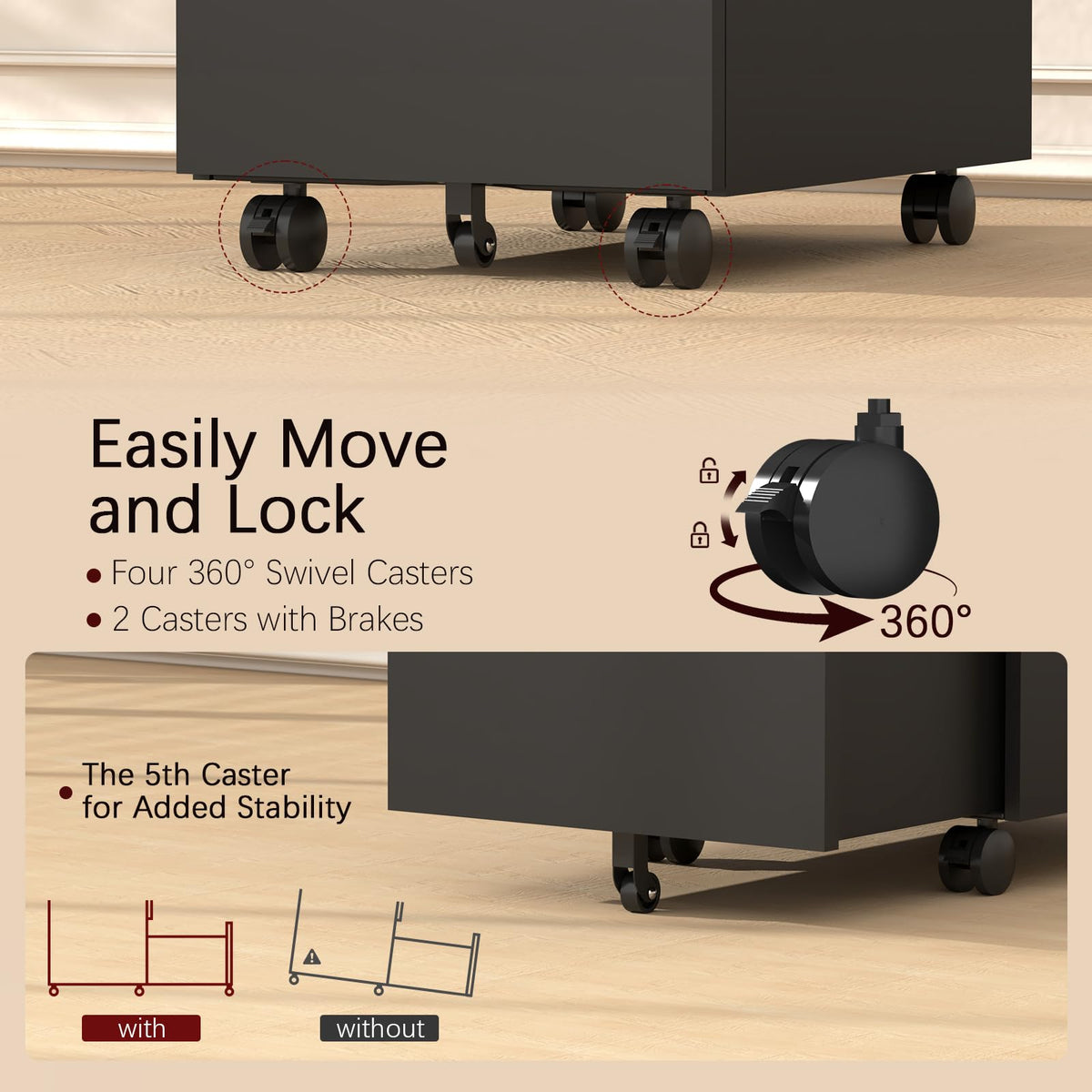 Black 3 Drawer Metal File Cabinet with Lock V836712