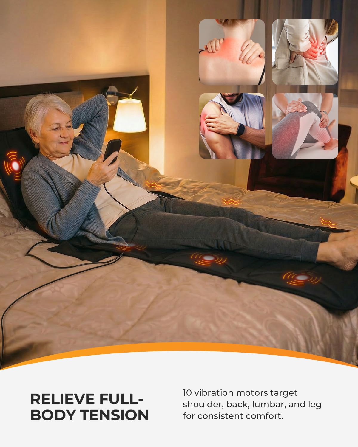 Heated Full Body Massage Pad with Vibration T27376