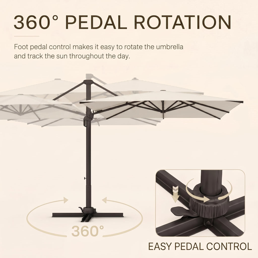 11ft Offset Cantilever Patio Umbrella with Solar Lights W878