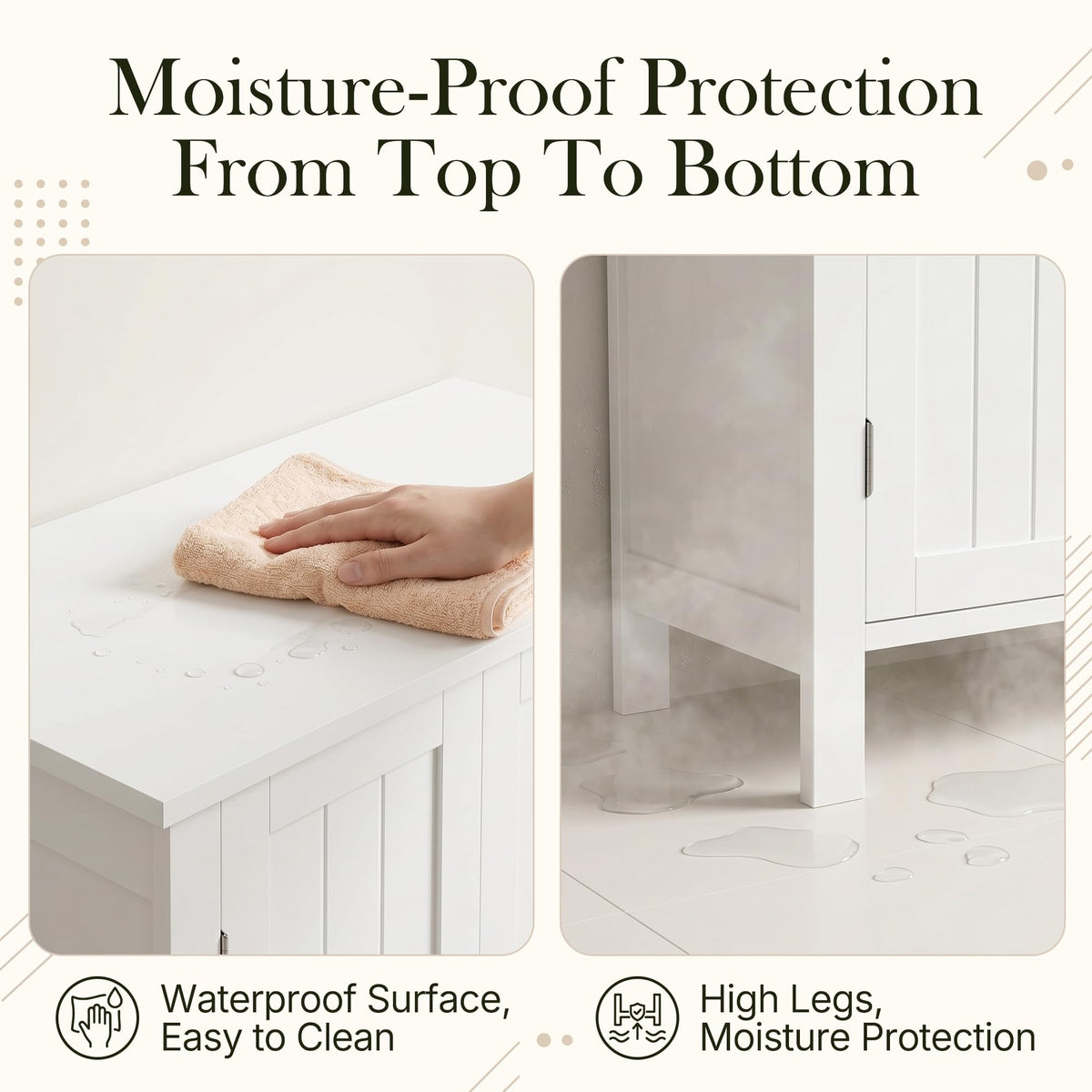 Bathroom Floor Storage Cabinet with Adjustable Shelf and Double Door C38084