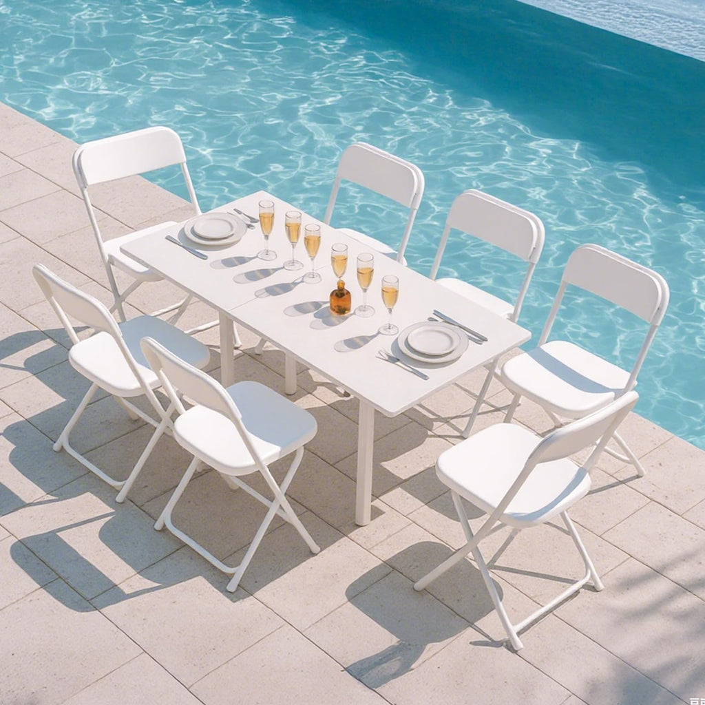 10 Pack White Plastic Folding Chairs J999