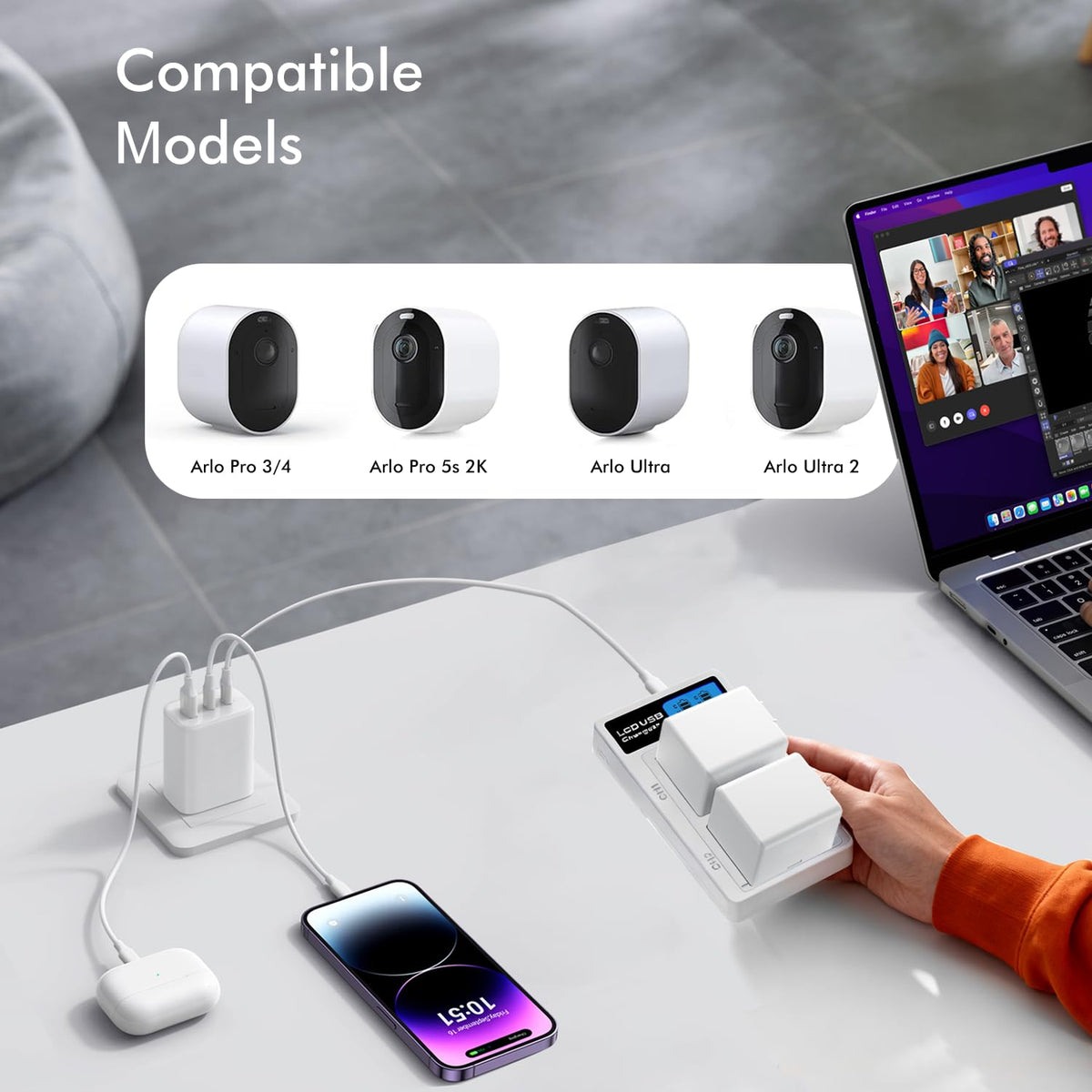 Charger Station for Arlo Pro 5S/4/3/Arlo Ultra/Ultra2 Battery H121